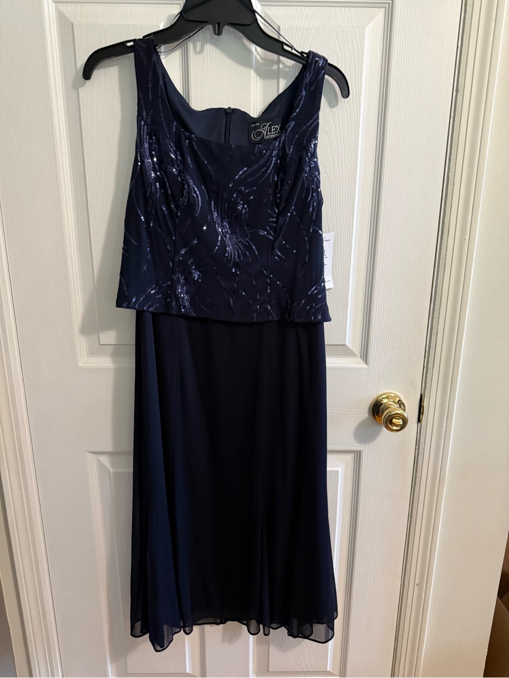 Alex Evenings Navy Sequin Jacket and Dress Two-Piece - Picture 4 of 7